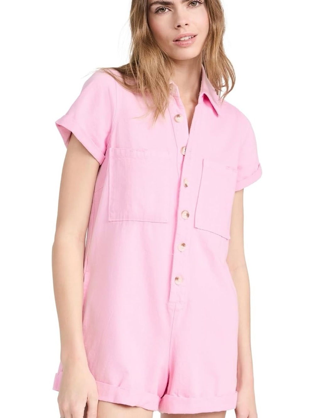 Show Me Your MuMu Pink Short Sleeve Romper NWOT